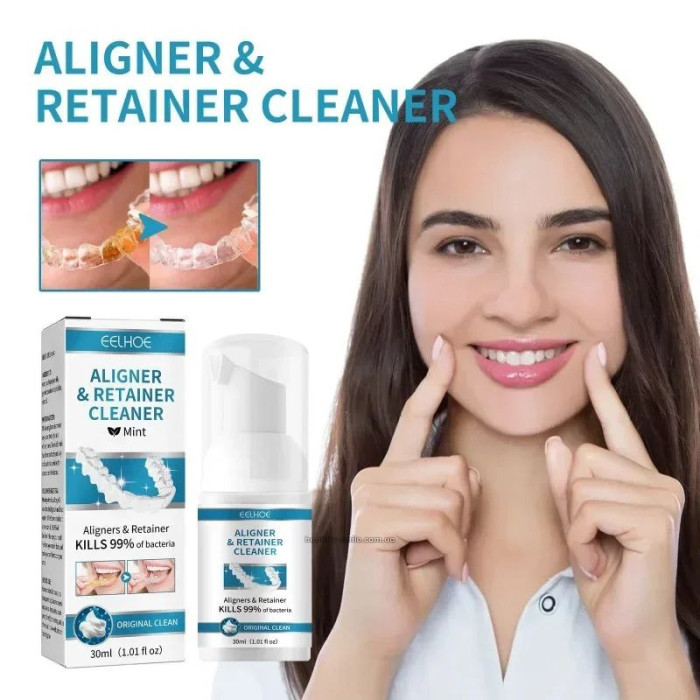 Eelhoe foam for cleaning aligners, retainers, mouthguards, dentures 30ml